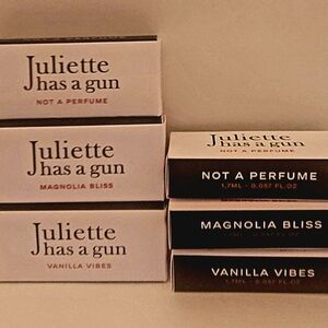 JULIETTE HAS A GUN SAMPLER &/OR VANILLA VIBES PURSE SIZE & TRAVEL SIZE.